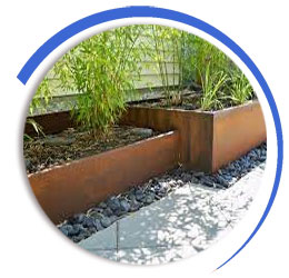 Rusted steel planters